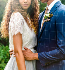 Casual Country Style Lace Top Two Piece Wedding Dress with Tulle Skirt Bridal Separates,20082221-Dolly Gown