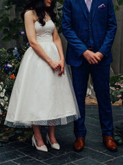 Rockabilly Strapless Vintage inspired 1950s Style Polka Dot Wedding Dress,GDC1517-Dolly Gown