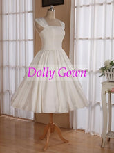 Romantic Rockabilly 50s Pip Up Wedding Dresses with Wide Pleated Strapes,20072804-Dolly Gown