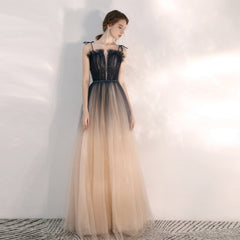 Romantic Tulle Champagne Formal Flowy Prom Dress _DollyGown