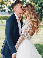 Romantic Tulle Custom Made Backless Wedding Dress with Sleeves,Robe De Mariee,GDC1090-Dolly Gown