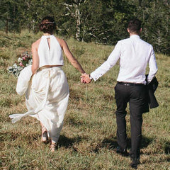 Rustic Casual Country Style Halter Crop Top Bridal Separates Two Piece Wedding Dress,20082697-Dolly Gown