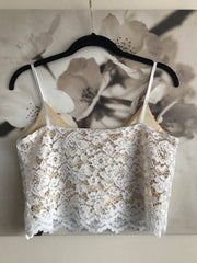 Simple Rustic Country Style Long Lace Crop Top Two Piece Wedding Dress