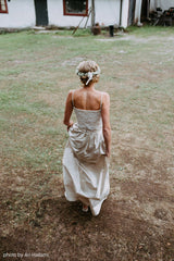 Simple Rustic Country Style Long Lace Crop Top Two Piece Wedding Dress