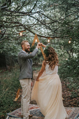 Rustic Casual Lace Crop Top Two Piece Wedding Dress Bridal Separtes with Nude Skirt,20082343-Dolly Gown