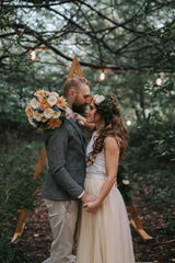 Rustic Casual Lace Crop Top Two Piece Wedding Dress Bridal Separtes with Nude Skirt,20082343-Dolly Gown