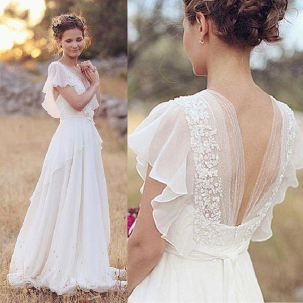 Rustic Style Wedding Dress Boho Wedding Dress Beach Wedding Dress,GDC1310-Dolly Gown