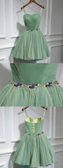Sage Green Tulle Short Prom Dress Homecoming Dress - DollyGown