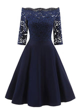 Navy Blue Short Bridesmaid Dresses Blue Off the Shoulder Lace homecoming Dress with Sleeves,1597N-Dolly Gown