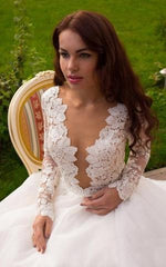 Shop See Through Long Sleeve Lace Celebrity Formal Wedding Dress with Sleeves,GDC1344-Dolly Gown