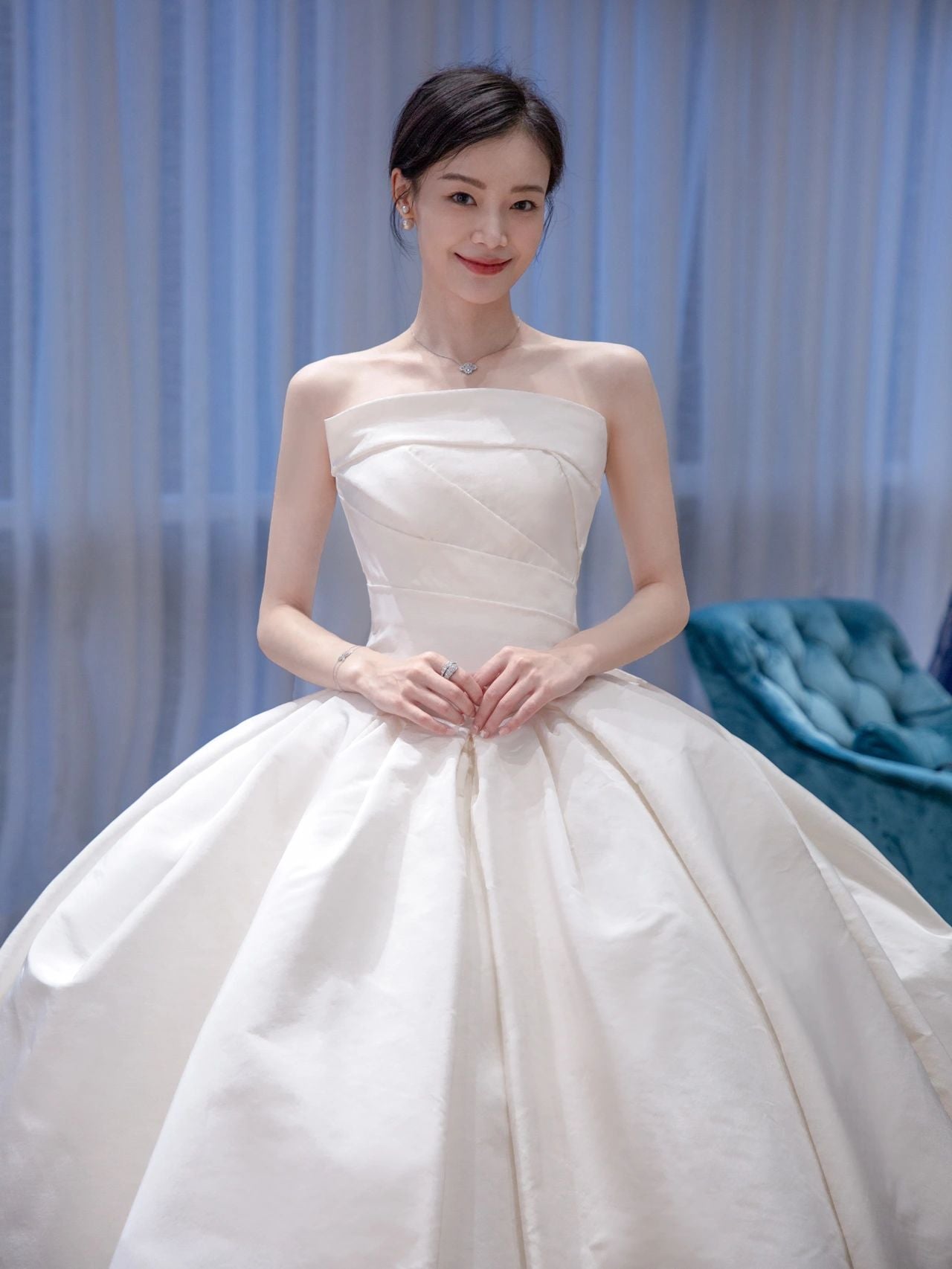 Simple Ball Gown Silk Taffeta Wedding Dress - DollyGown