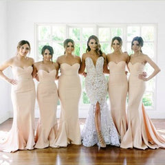 Simple Long Strapless Mermaid Bridesmaid Dresses Fall Bridesmaid Dresses FS057
