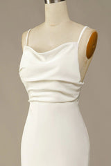 Simple Mermaid Low Back Silk Wedding Dress - DollyGown