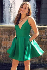 Simple Green Short Mini Prom Dress for Teens Semi Formal Dress,GDC1294