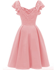Vintage Short Pink Prom Dress for Teens with Ruffle Straps Pink Homecoming Dress1626P