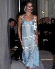 Sky Blue Starry Mermaid Midi Slip Dress - DollyGown