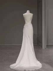 Sheath Simple Silk Wedding Dress - DollyGown