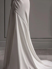 Sheath Simple Silk Wedding Dress - DollyGown