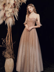 Sparkly Champagne Sequins Long Prom Dress - DollyGown