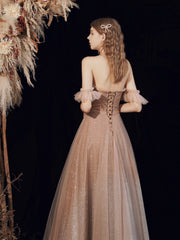 Sparkly Champagne Sequins Long Prom Dress - DollyGown