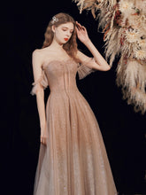 Sparkly Champagne Sequins Long Prom Dress - DollyGown