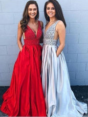 Sparkly Red A-line Prom Dress with Pockets Senior Graduation Formal Party Dress,GDC1177