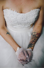 Strapless Country Style Tea Length Tulle Short 1950s Retro Wedding Dress,20102818