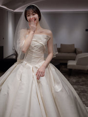 Strapless Silk Ball Gown Cathedral Wedding Dress - DollyGown