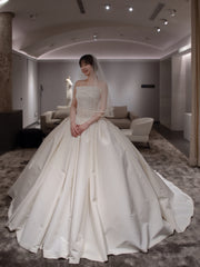 Strapless Silk Ball Gown Cathedral Wedding Dress - DollyGown