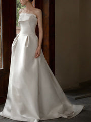 Strapless Simple Silk Country Wedding Dress - DollyGown