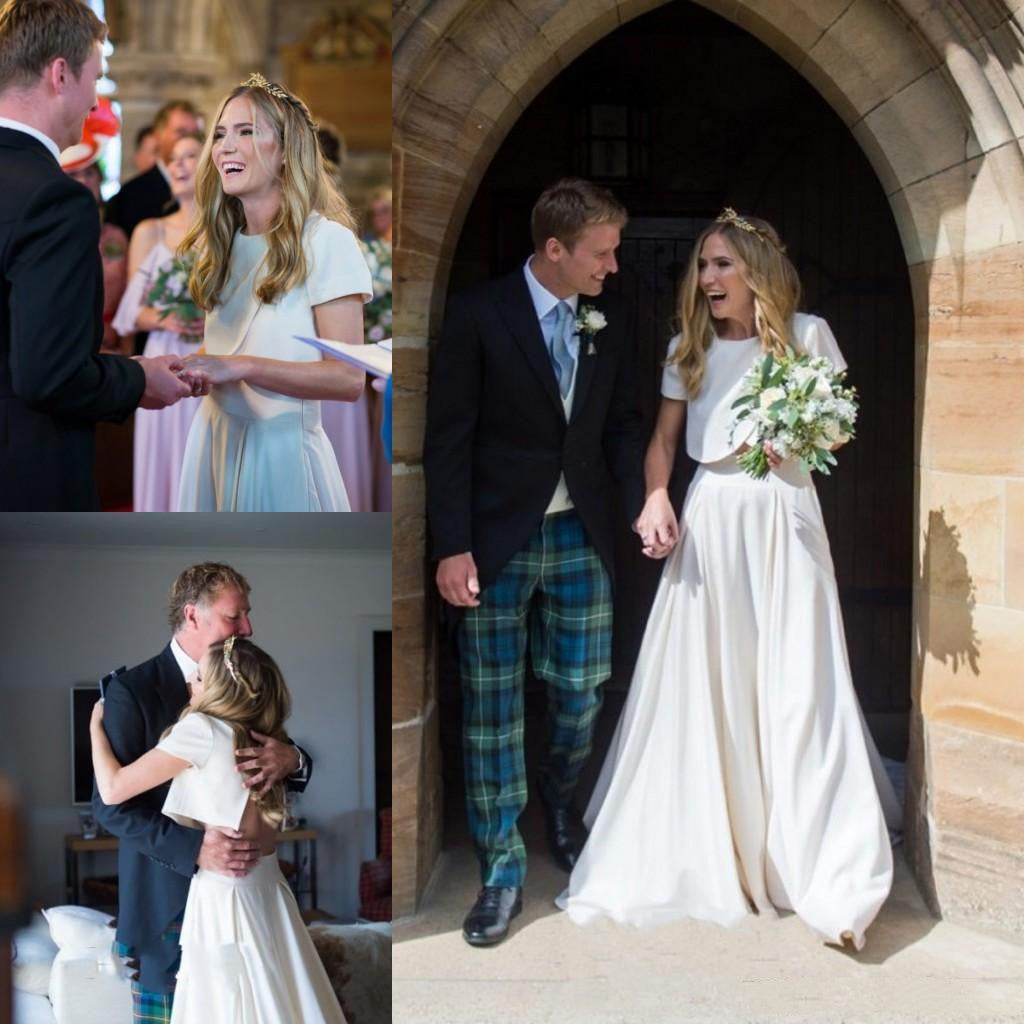 Stylish Overlap Front Loose Crop Top Wedding Dress Bridal Separates online,20082673