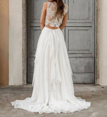 Summer Lace Top Bridal Separates Crop Top Wedding Dress - DollyGown
