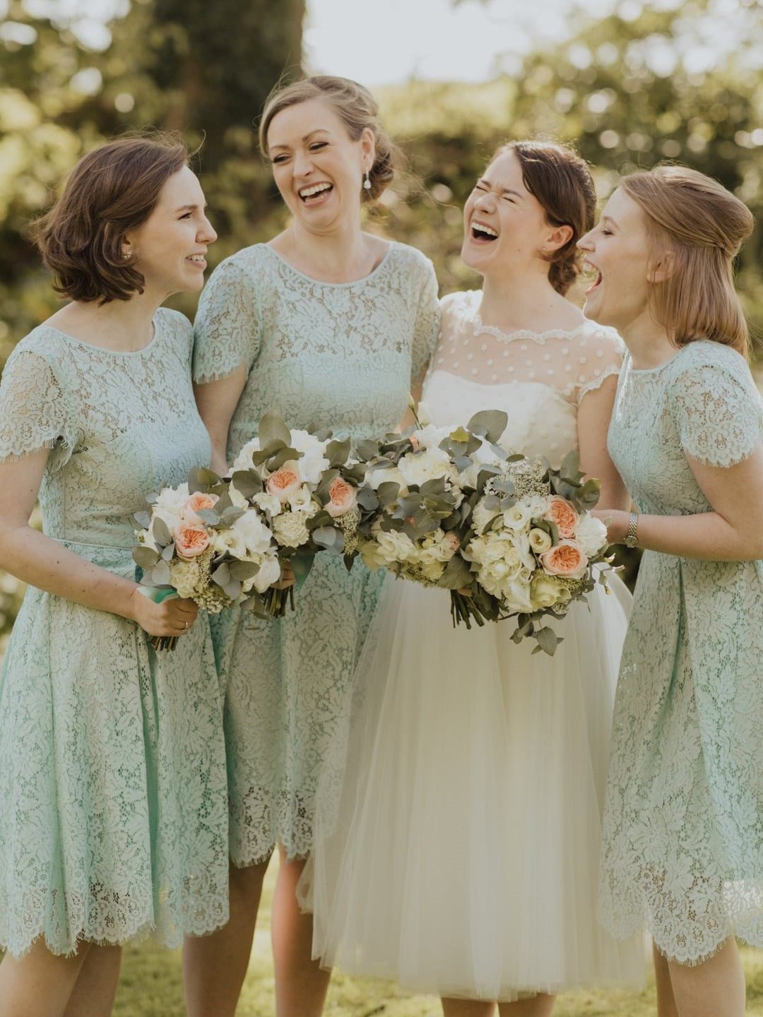 Summer Mint Lace Country Style Rustic Cap Sleeves Short Bridesmaid Dress
