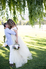 Summer Rustic Cap Sleeved Lace Top Two Piece Tulle Skirt Bridal Separates Wedding Dress,20082341