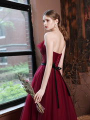 Sweetheart Maroon Formal Dress Long - DollyGown