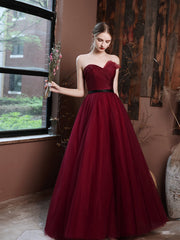 Sweetheart Maroon Formal Dress Long - DollyGown