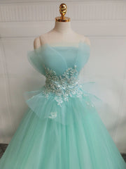 Fairytale Strapless Mint Green Tull Ball Gown Prom Dress - DollyGown