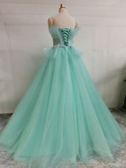 Fairytale Strapless Mint Green Tull Ball Gown Prom Dress - DollyGown