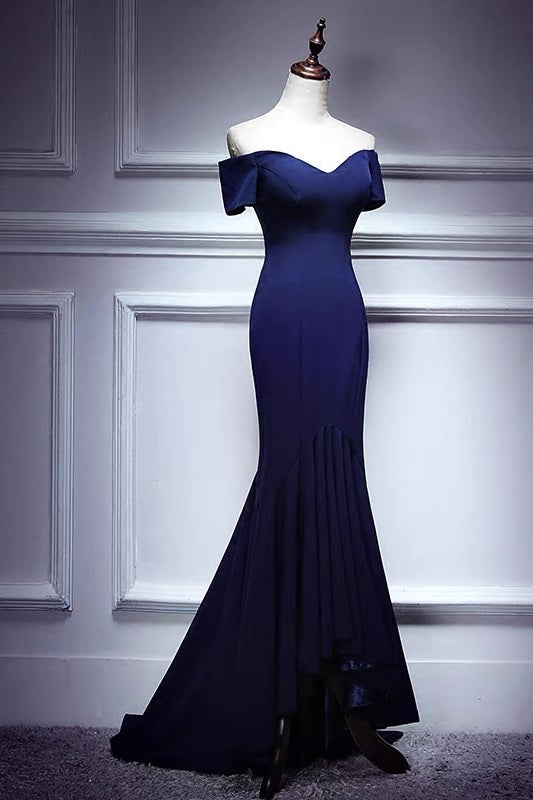 Tight Fitted Prom Dress in Navy Blue - DollyGown
