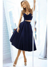 Two Piece Navy Blue Homecoming Dress Freshman Homecoming Dress,GDC1083