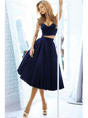 Two Piece Navy Blue Homecoming Dress Freshman Homecoming Dress,GDC1083