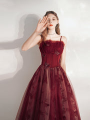 Unique Long Maroon Prom Dress - DollyGown