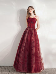 Unique Long Maroon Prom Dress - DollyGown