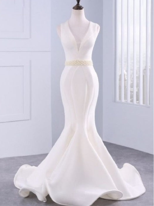 Unique Mermaid Wedding Dress with Ruffled Hem - Dollygown
