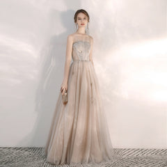 Unique Strapless Champagne Formal Prom Dress - DollyGown