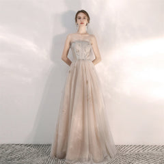 Unique Strapless Champagne Formal Prom Dress - DollyGown