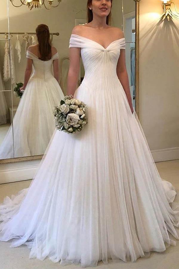 Unique Country Tulle Off Shoulders Bridal Gown Wedding Dress,GDC1154
