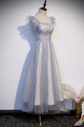 Vintage Inspired Tulle Tea Length Prom Dress - DollyGown