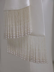 Vintage Sheath Silk Wedding Dress with Long Sleeves - DollyGown