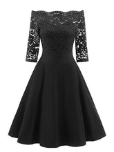 Vintage Short Black Bridesmaid Dresses One Shoulder Lace Prom Dress with Sleeves,1597BL